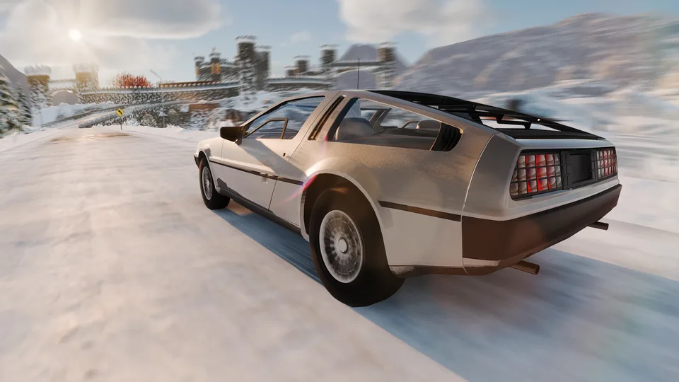 CPM 2 gameplay: a classic sports car on a snowy road